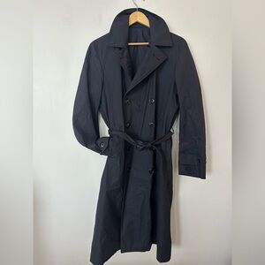 Vintage 1962 U.S. Navy Trench Coat Dark Navy Military Belted Raincoat M